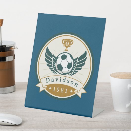 ペデスタル記号 – サッカーパーソナライズされた- – 名前の追加 台座サイン (インサイチュ)