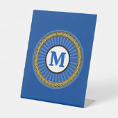 ペデスタル記号 – 青パーソナライズされた- 台座サイン (正面)