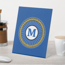 ペデスタル記号 – 青パーソナライズされた- 台座サイン