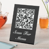 ペデスタルQRコードメニューおよび/またはロゴブラックに署名 台座サイン (インサイチュ)