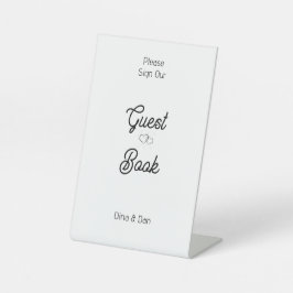 ペデッ結婚タル付きのゲストブックのサイン4" X 6" 台座サイン