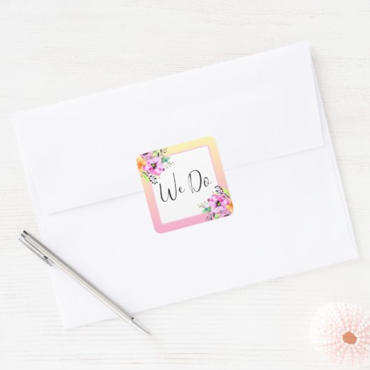 ペトエレガントニアスフローライエローとピンク スクエアシール (封筒)