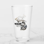 ペトスキーの石が詰まったミシガンシルエット タンブラーグラス (裏面)