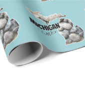 ペトスキーの石が詰まったミシガンシルエット ラッピングペーパー (ロールコーナー)