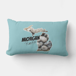 ペトスキーの石が詰まったミシガンシルエット ランバークッション