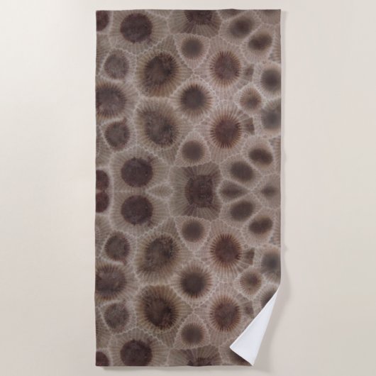 ペトスキーストーンミシガン州ソン化石 ビーチタオル (正面)