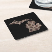 ペトスキーストーンミシガン州石化石 スクエアペーパーコースター (アングル)