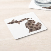 ペトスキーストーンミシガン州石化石 スクエアペーパーコースター (アングル)