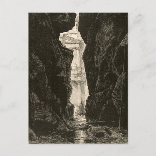 ペトラヨルダンUNESCO伝統サイト版木、銅版、版画 ポストカード (正面)