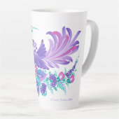 ペトリキフカのウクライナアート。水の色。カフェラテマグ カフェラテマグ (右アングル)