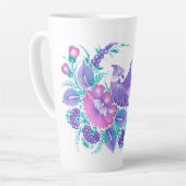 ペトリキフカのウクライナアート。水の色。カフェラテマグ カフェラテマグ (左アングル)