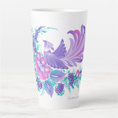 ペトリキフカのウクライナアート。水の色。カフェラテマグ カフェラテマグ (正面)