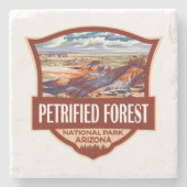 ペトリファイドフォレストナショナルパークイラストレーションレトロ ストーンコースター (正面)