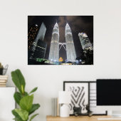 ペトロナスタワーズアットナイトプリント ポスター (ホームオフィス)