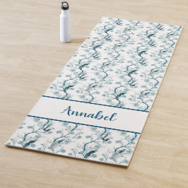 ペトロブルーのシノワズリの鳥と葉 ヨガマット