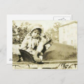 ペドルカーのはがきのかわいい女の子 ポストカード (正面/裏面)