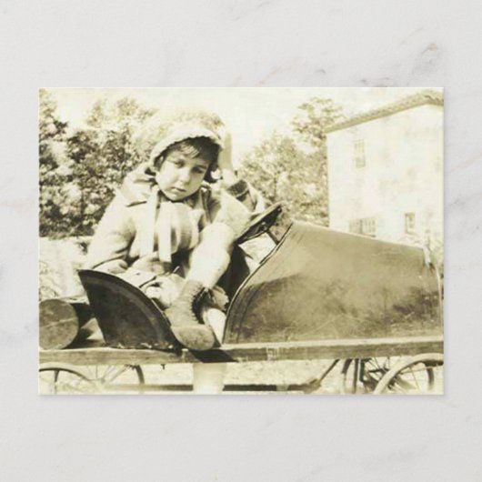 ペドルカーのはがきのかわいい女の子 ポストカード (正面)