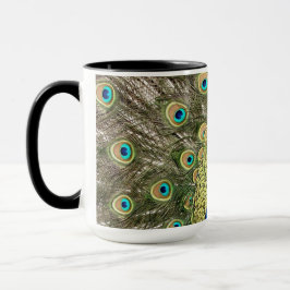 ペドロの孔雀はカラフルな野生の鳥のクジャクに羽をつけます マグカップ