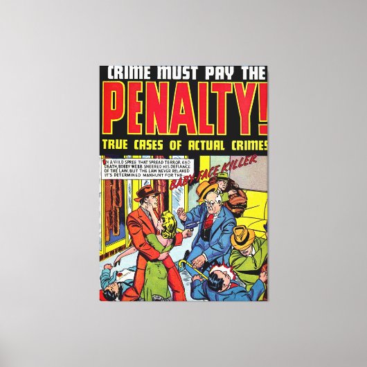 ペナルティベビー顔犯罪ヴィンテージ漫画 キャンバスプリント (正面)