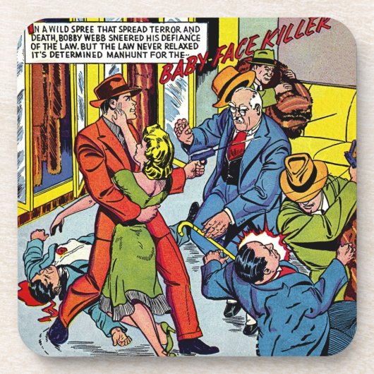 ペナルティベビー顔犯罪ヴィンテージ漫画 コースター (正面)