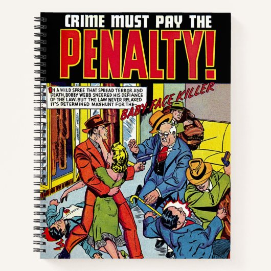 ペナルティベビー顔犯罪ヴィンテージ漫画 ノートブック (正面)