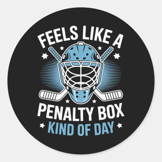 ペナルティボックスな1日って感じ Funny Hockey ラウンドシール (正面)