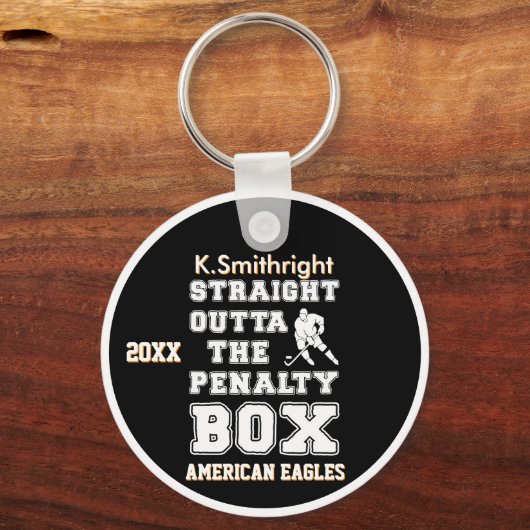 ペナルティーボックスのアイスホッケーをストレートで出す キーホルダー (裏面)