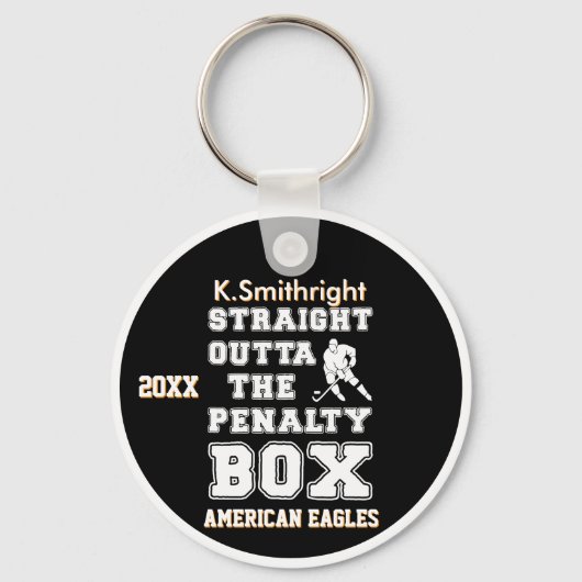 ペナルティーボックスのアイスホッケーをストレートで出す キーホルダー (裏面)