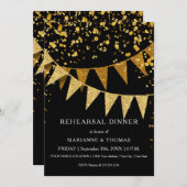 ペナントバモダンナーとグリッター落下紙吹雪 招待状 (正面/裏面)