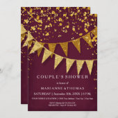 ペナントバモダンナーとグリッター落下紙吹雪 招待状 (正面/裏面)