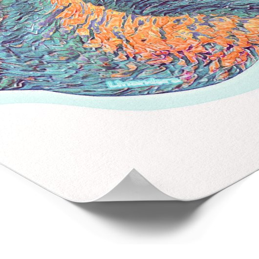 ペナントバレーロードターコイズとオレンジ ポスター (角)