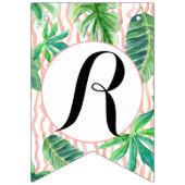 ペナントバンティンブライダルシャワーフラミンゴリーフストライプ バンティングフラッグ (第3の旗)