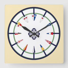 ペナント航海のフラグ数字ウォールクロック スクエア壁時計