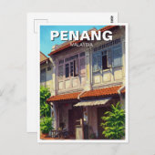 ペナンマレーシア伝統タウンハウストラベル ポストカード (正面/裏面)