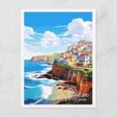 ペニシェポルトガルヴィンテージ旅行イラストレーション ポストカード (正面)