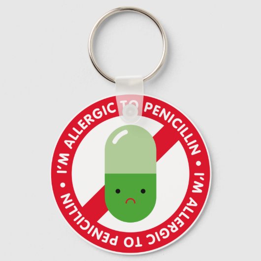 ペニシリンにアレルギーがある！ペニシリンアレルギー キーホルダー (正面)