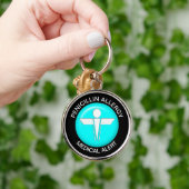 ペニシリンアレルギー医療警告 – ボタンキーチェーン キーホルダー (手)