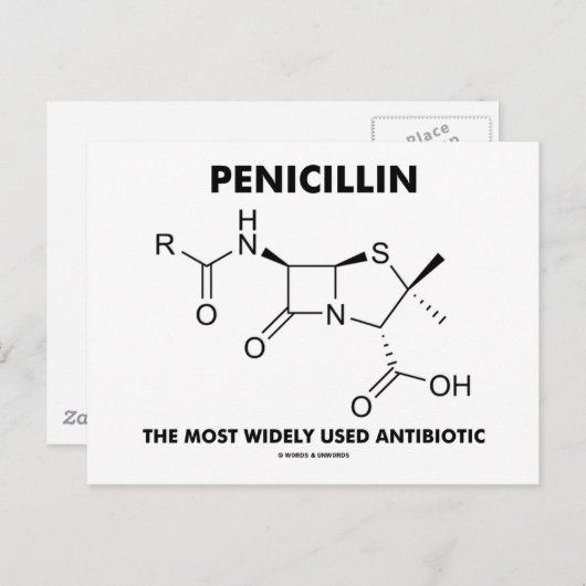 ペニシリン最も広く使用されている抗生物質(化学) ポストカード (正面/裏面)