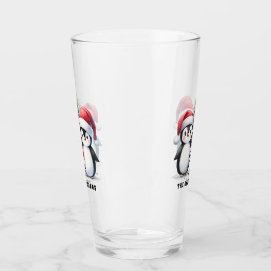 ペニパーソナライズされたギンおもしろいズファミリークリスマス タンブラーグラス (左)