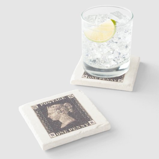 ペニーの黒い切手 ストーンコースター (横)