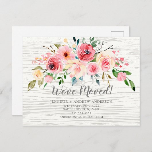 ペニーズ素朴バラフローラの引っ越しのお知らせ 案内ポストカード (正面/裏面)