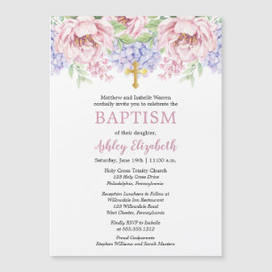 ペニーズ  あじさい水彩フローラ洗礼 マグネット招待状