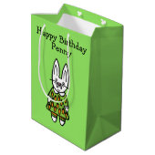 ペニーパーソナライズされたザラビットハッピーバースデー ミディアムペーパーバッグ (裏面アングル)