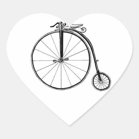 ペニーファーシングヴィンテージ自転車イラストレーション ハートシール (正面)