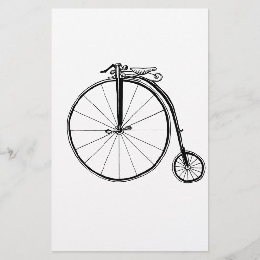 ペニーファーシングヴィンテージ自転車イラストレーション 便箋 (正面)