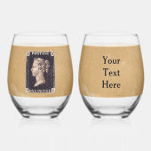 ペニーブラック切手 ステムなしワイングラス (正面)