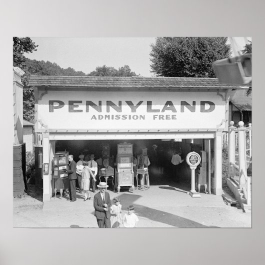 ペニー・アーケード、1928年。ヴィンテージ写真 ポスター (正面)