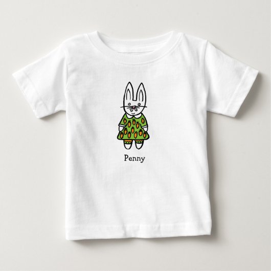ペニー・ザ・ラビットの名入れ ベビーTシャツ (正面)