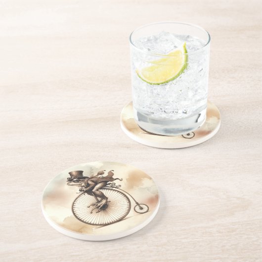 ペニー・ファーシング・バイクに乗るスチームパンク・カエル コースター (側面)