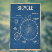 ペニー・ファージング自転車設計図 ヴィンテージ壁掛けアート アクリルサイン (ニュートラル)